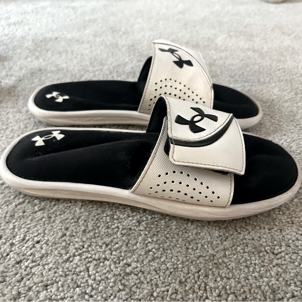 Under Armour Black and White Slides